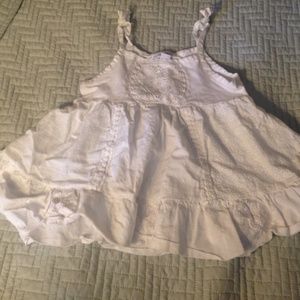 Little white embroidered spaghetti strap tunic top